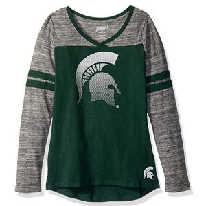 Michigan State Spartans L/S Football Tee NWT